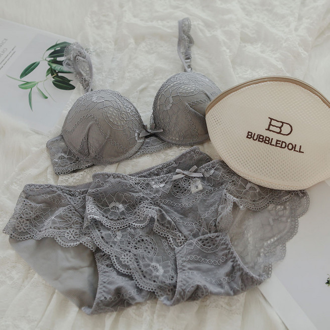 GLAM GONGGAM 蕾絲內衣+內褲 2入+洗衣袋