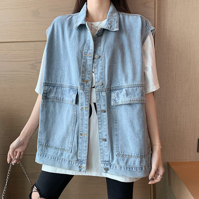 MarketA 休閒寬鬆牛仔背心 R