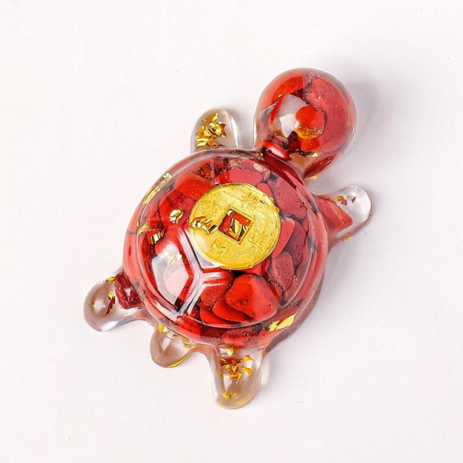 미소로운 귀여운 인테리어 금전운 거북이장식품 2p, 레드