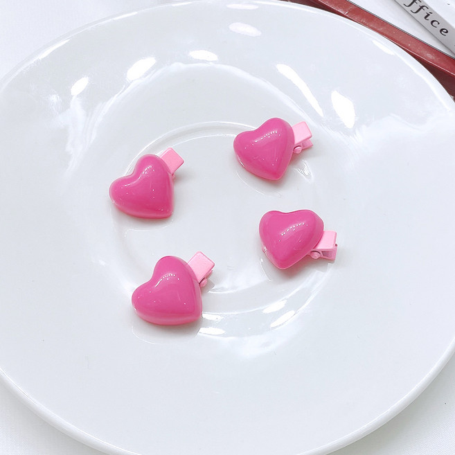 젤루나 미니 핑크 하트 머리핀 H-144 4p