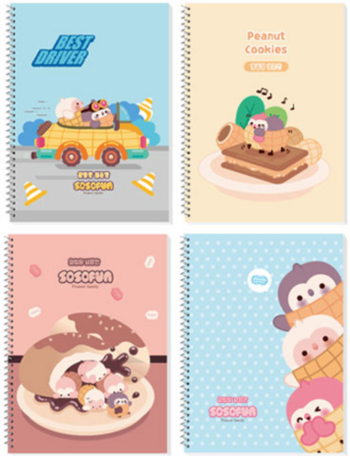 다다 소소펀 어린이 초등 알림장 넓은칸 스프링노트, 랜덤 발송, 4개