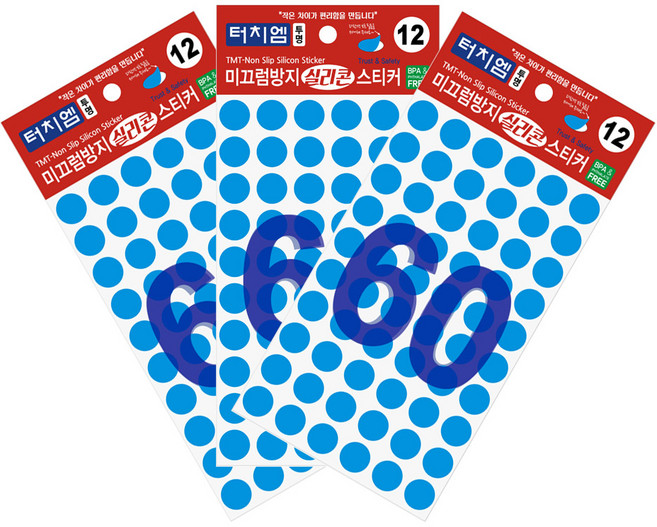 터치엠 미끄럼방지 실리콘 스티커 원형 TC12060, 3개, 투명