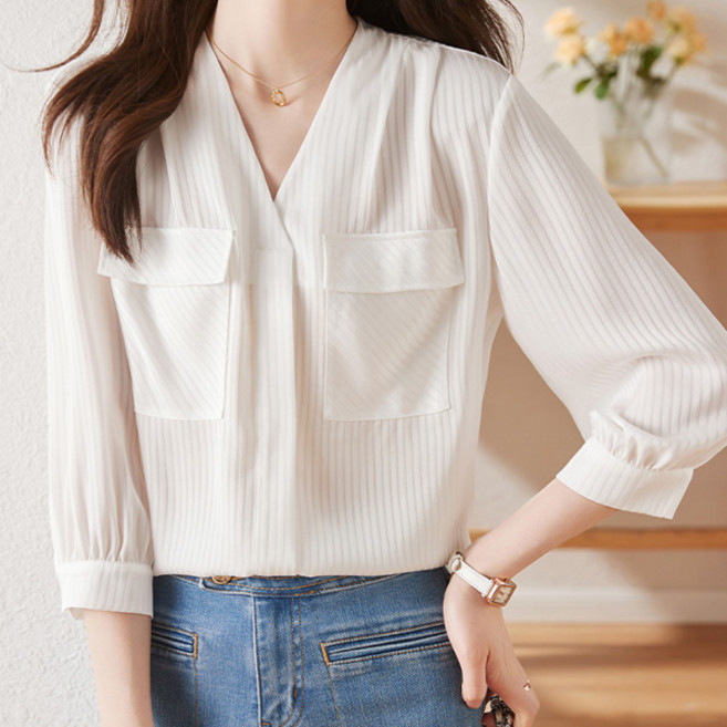 포플러앤씨 여성용 베인키드 포켓 7부 셔츠 P26SPST121612