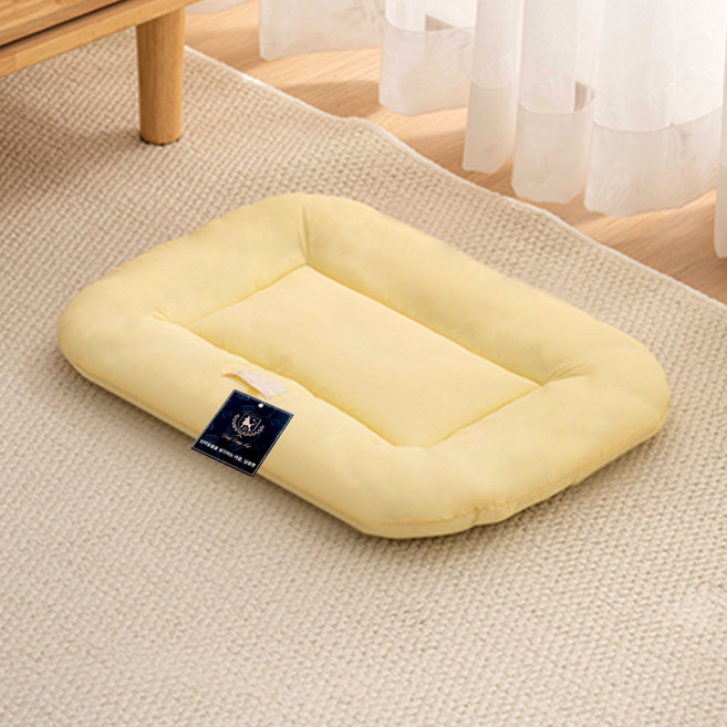 딩동펫 반려동물 말랑콩떡 무지 쿠션 방석, 옐로우, 1개