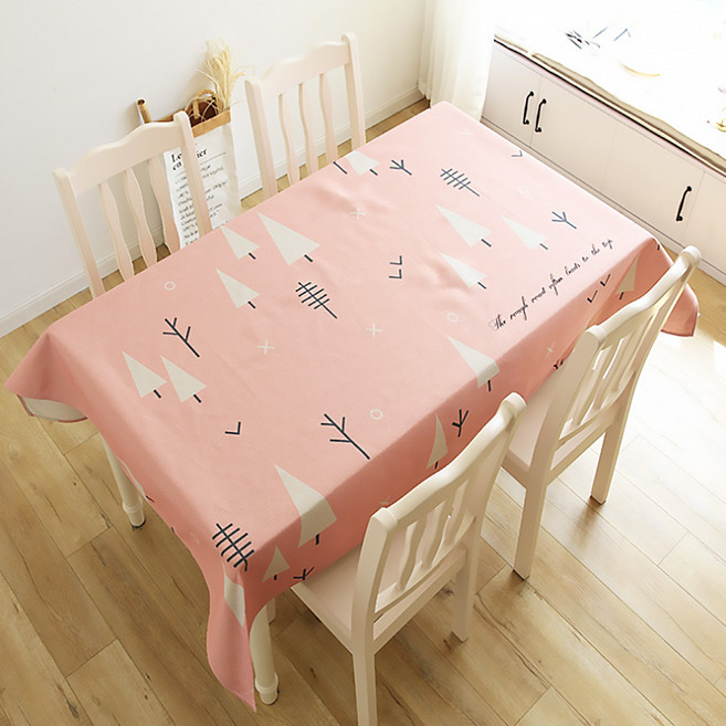 마켓에이 핑크 린넨 패브릭 식탁보, TYPE5, 140 x 180 cm, 1개
