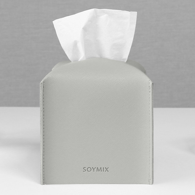 소이믹스 사피아노 가죽 호텔 룸 미니 티슈 케이스 커버, 스톤그레이