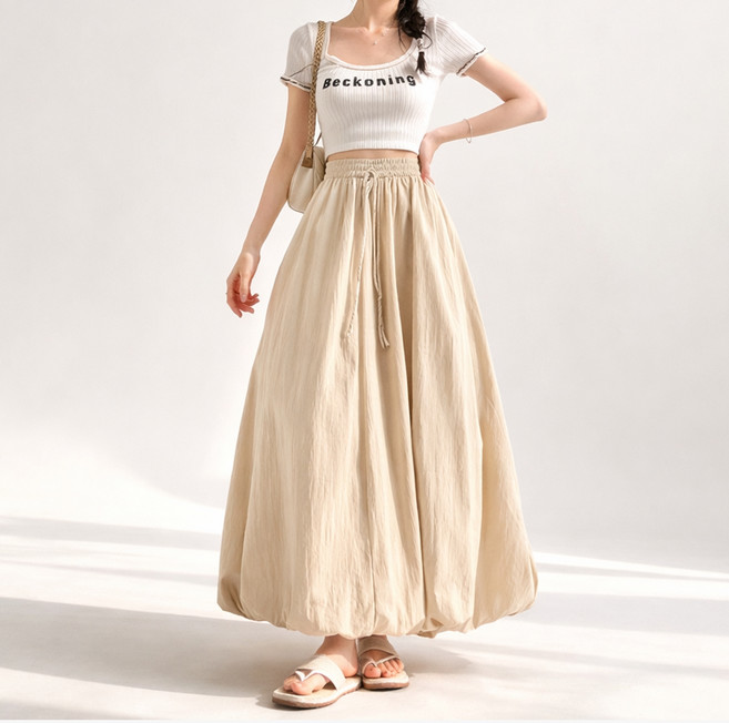 알로데 여성용 기본/숏 기장 호박라인 롱 스커트