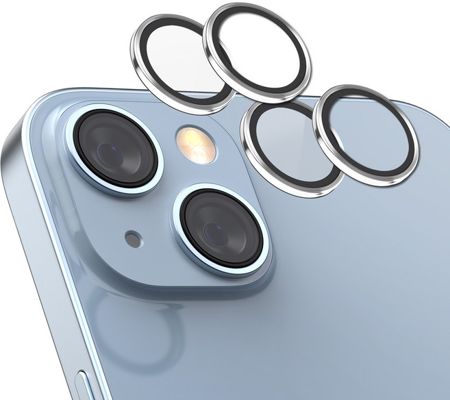 케이맥스 카메라 보호필름 렌즈 개별 프레임 메탈 링 쉴드 보호 강화유리 실버 2p 세트, 1세트