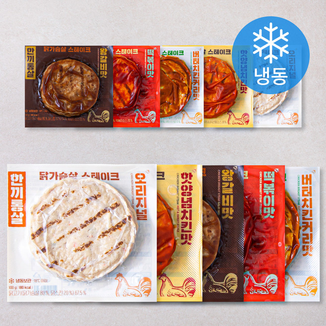 한끼통살 닭가슴살 스테이크 믹스 5종 세트 (냉동), 100g, 1개입, 10개
