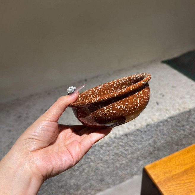 파라주니 레트로 스플래시 홈카페 감성 세라믹 디저트볼 S HJ1298, 브라운 볼, 1개