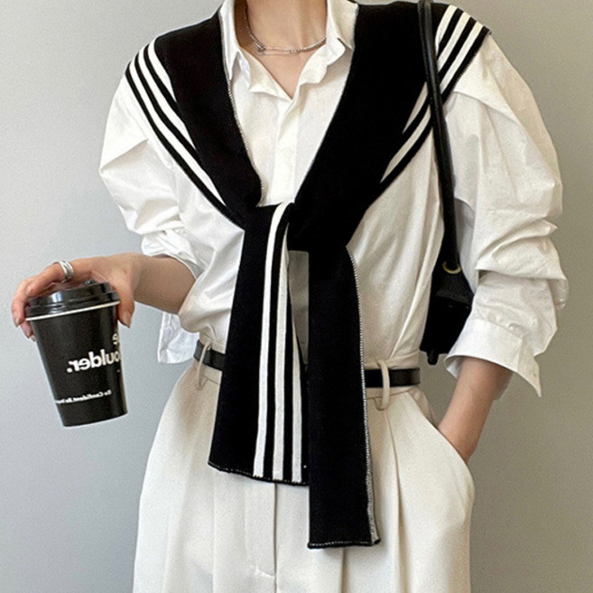 아펙토 양면 니트 어깨숄 가디건