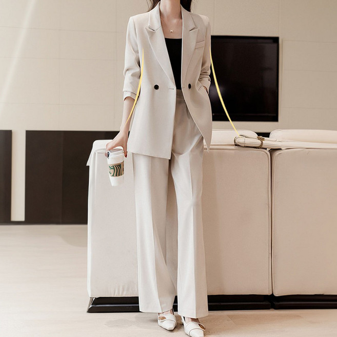 시크힐즈 칼리고 정장 자켓 + 와이드 팬츠 세트 12260