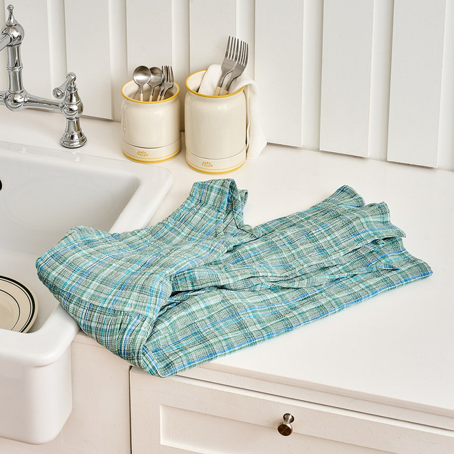 모던하우스 L 멀티 체크 원피스 앞치마, 그린, 1개