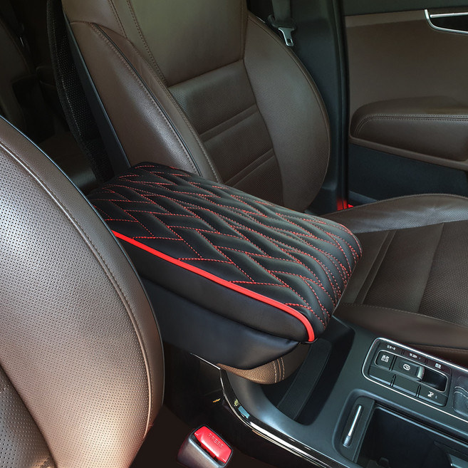 아이빌 자동차 마스타 팔걸이 콘솔쿠션, 블랙 + 레드, 1개