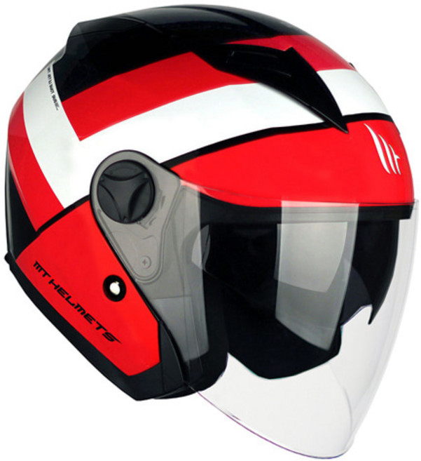 엠티헬멧 BOULEVARD 오토바이 하프페이스 헬멧, GLOSSY BLACK + RED + WHITE