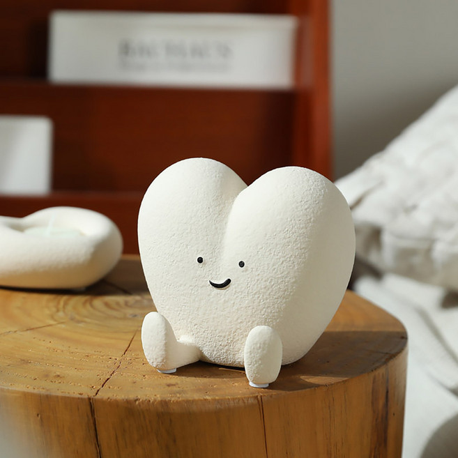 소유공간 러블리 하트 세라믹 오브제 S261-0028, 크림화이트