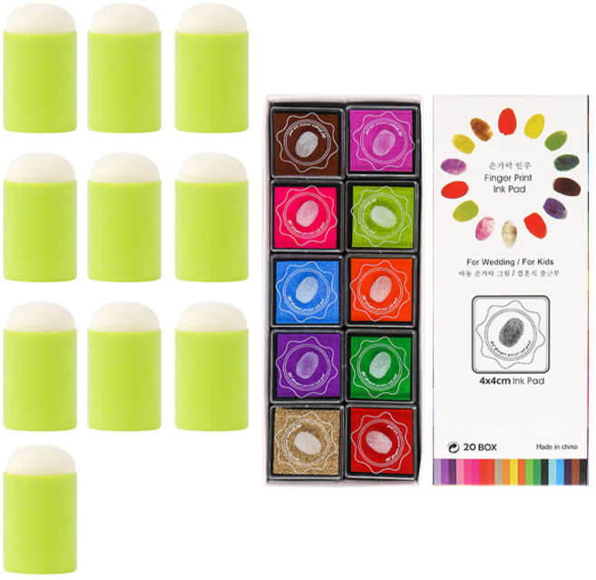 마켓감성 블렌딩 꾸미기 잉크 스폰지, 녹색, 10개