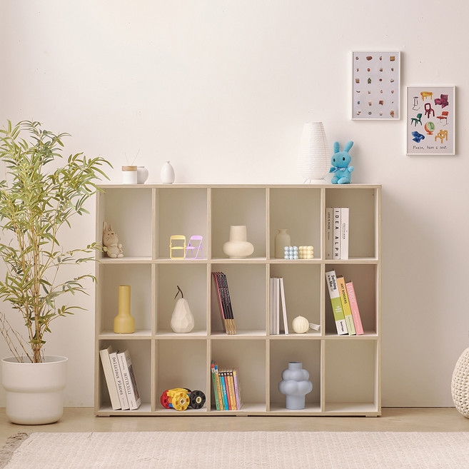 동그리 책장 1200 고객직접설치, 크림화이트, 3단