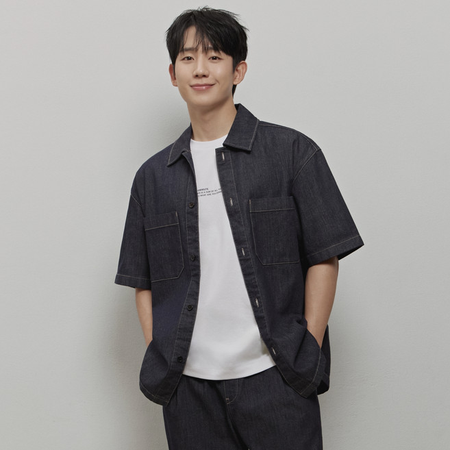 마인드브릿지 남성용 꾸뛰르 논페이드 데님오버핏 반팔셔츠 MZWS3171