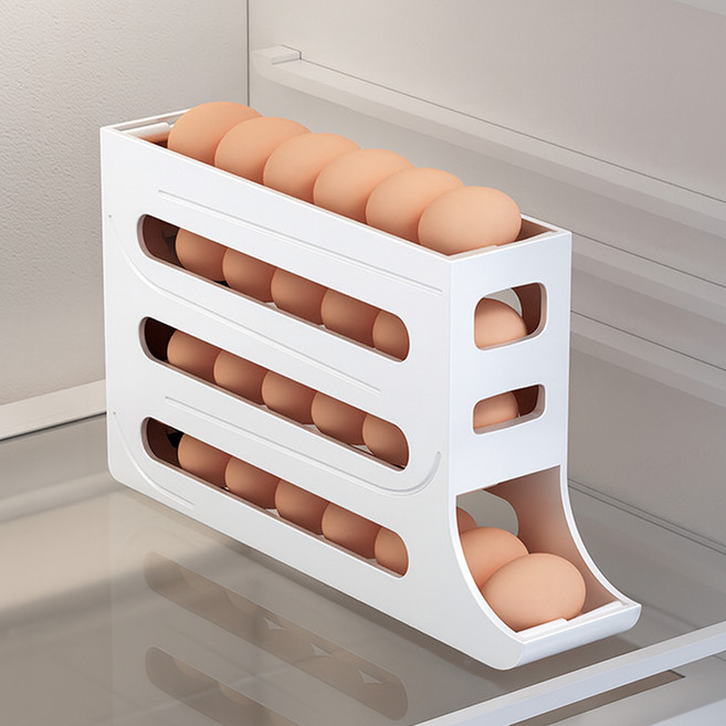 바른리빙 스르륵 자동 계란보관함, 화이트, 1개