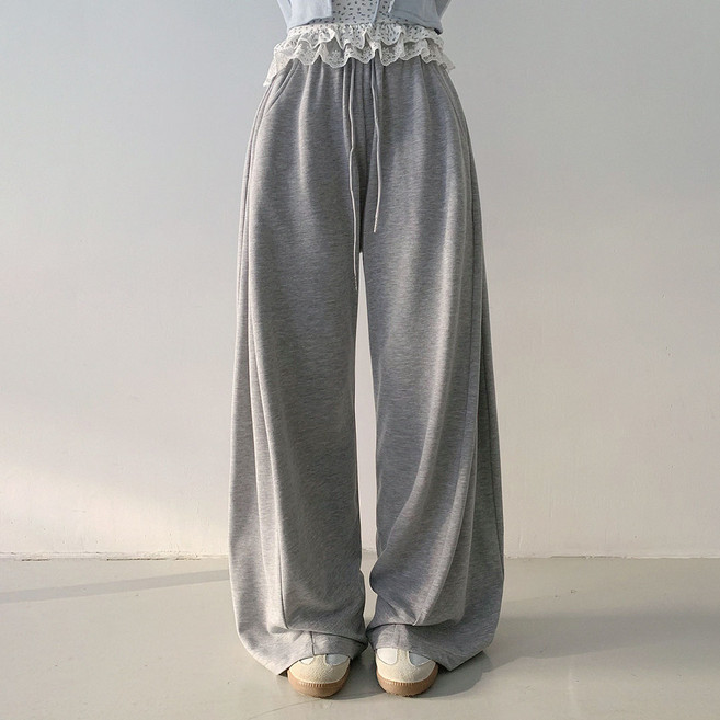 플랜데이 여성용 숏/미디움/롱 기장 오토 사이드 절개 와이드 트레이닝 팬츠