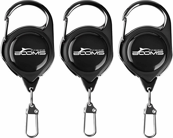 Booms Fishing RG1 釣魚用伸縮鑰匙圈, 黑色, 3個