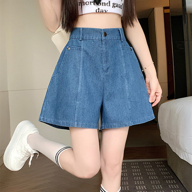 어썸풀 여성용 레터티메 A라인 생지 데님 반바지 A26SMP032002