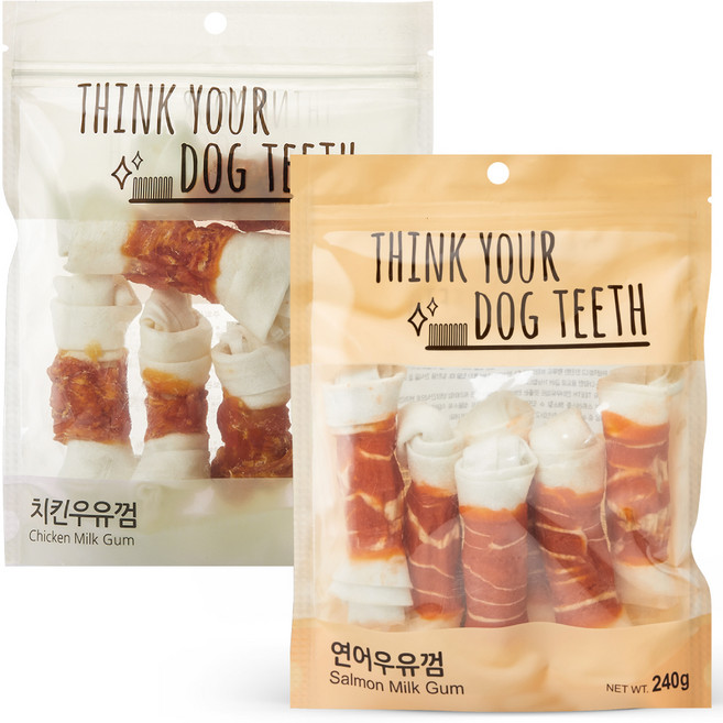 띵크유어도그티 강아지 덴탈껌 치킨 6p + 연어 6p 세트, 혼합맛(치킨/연어), 240g, 1세트