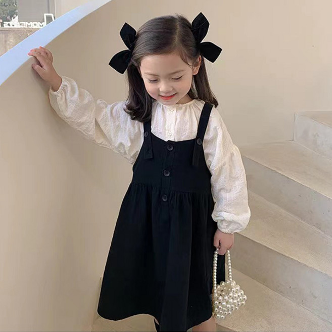조이멀티 여아용 A핏 멜빵치마 블라우스 + 원피스 세트