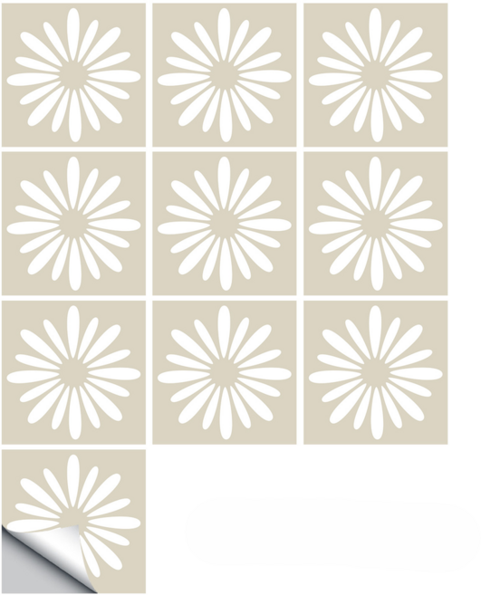 델리리움 보헤미안 스타일 데이지 셀프 무광 타일 스티커 10p, type 1