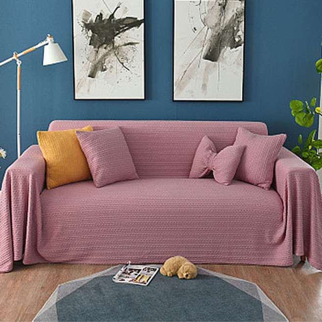더플로우컴퍼니 부드러운 짜임 단색 소파 커버, 핑크, 1개