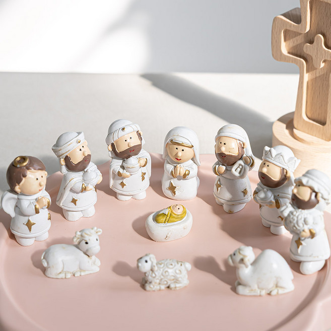 플라워트리 교회 기독교 장식 동방박사 아기예수 피규어 11종 세트 B, 화이트, 랜덤발송(아기예수 피규어), 5.5cm