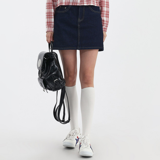 엘쏘 진청 A라인 데님 청치마 스커트