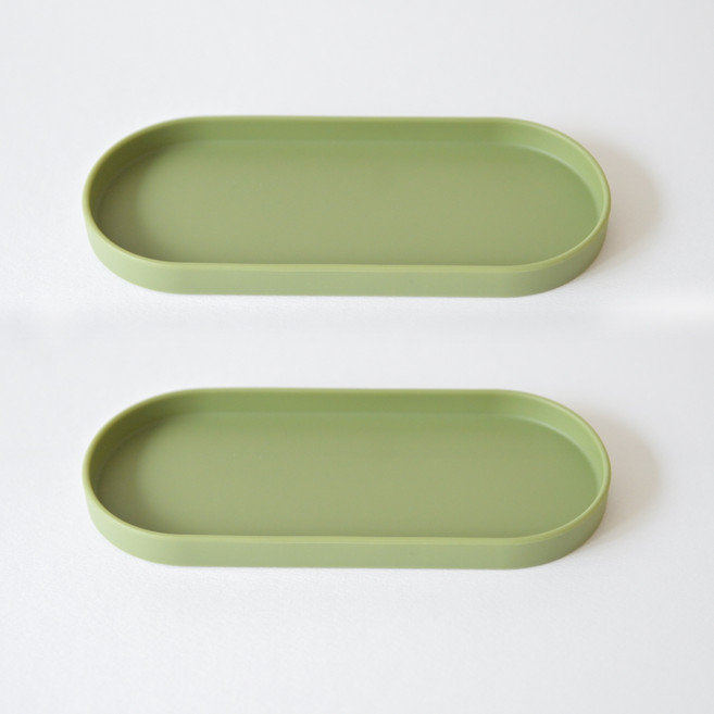 실리콘 다용도 트레이 받침대, 올리브그린, 2개