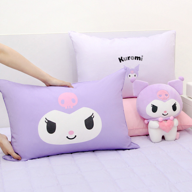 NARA HOME DECO 三麗鷗 雙面 New Face 枕頭套 + 超細纖維枕芯組, 1個, 酷洛米