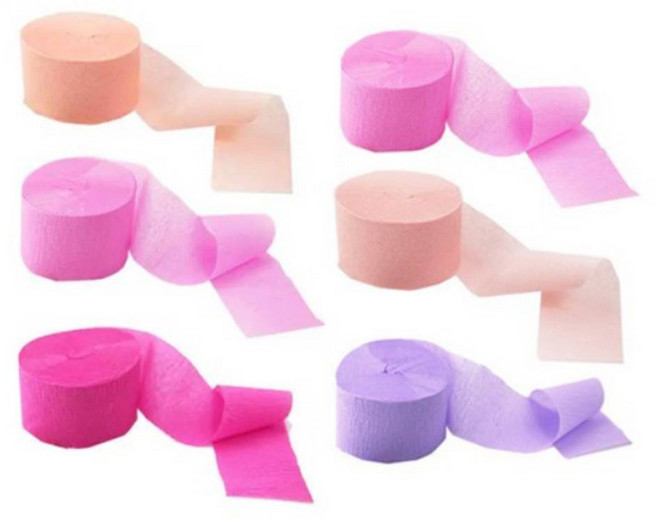 LIVINGDA 派對彩帶窗簾 6件組, 粉紅色系、紫色系, 1組