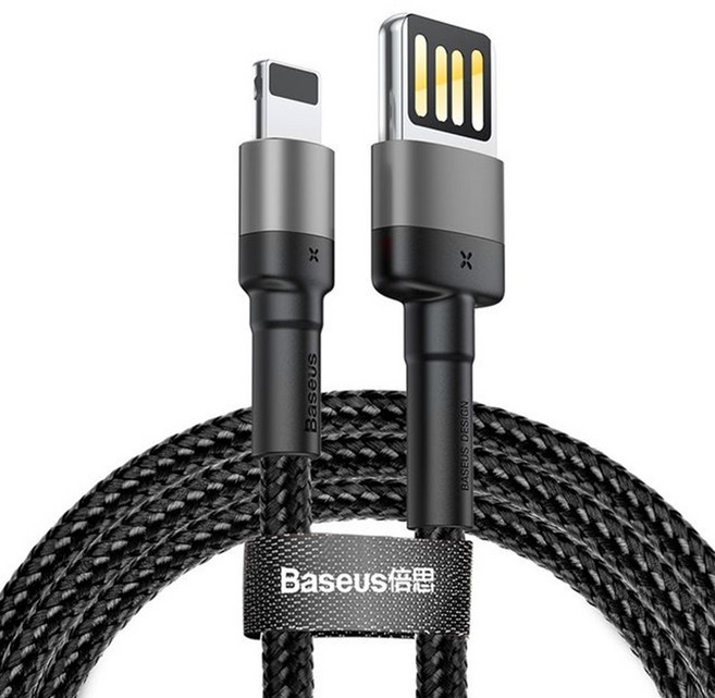 Baseus 倍思 卡福樂 特別版資料線 USB/iPhone 2.4A, 1m, 黑色, 1條