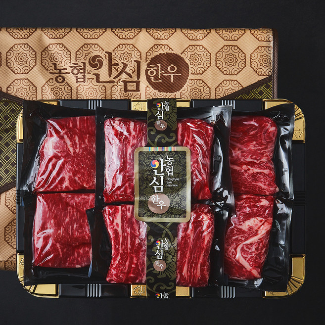 농협안심한우 1+등급 등심 200g 2p + 채끝 200g 2p + 갈비살 200g 2p (냉장), 1세트