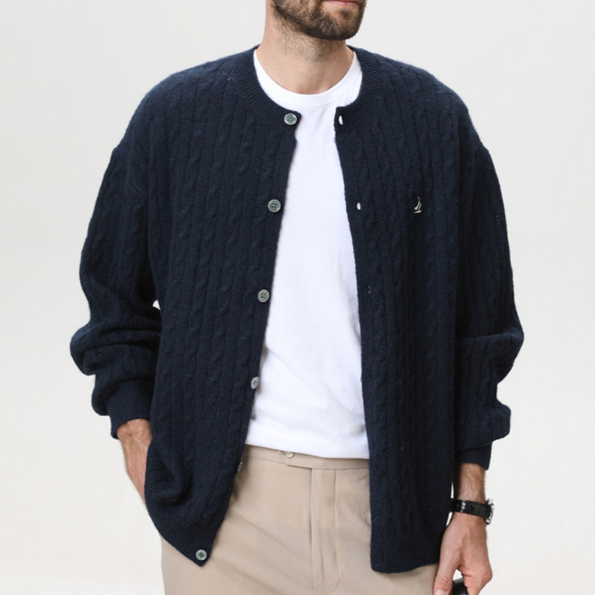 제이티엘 남성용 클래식 캐주얼 코디 단추 니트 가디건