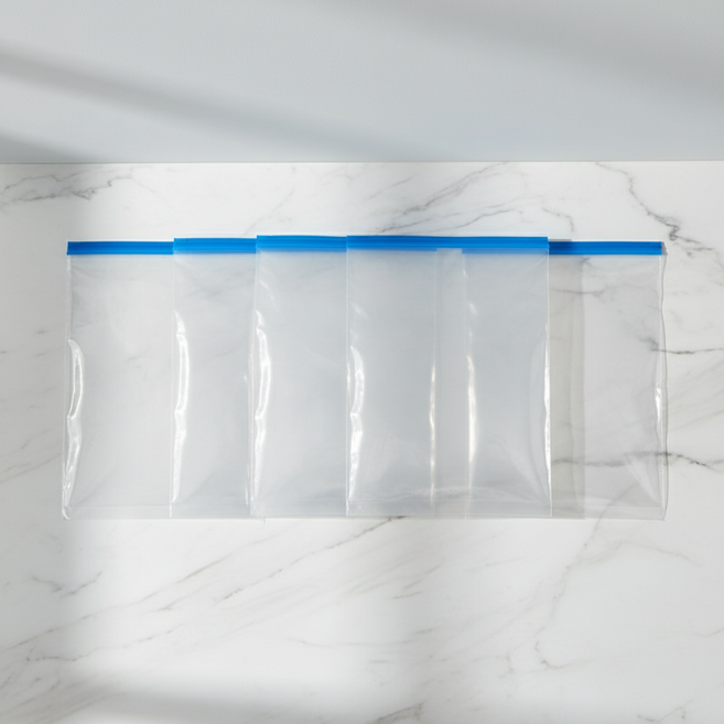 마켓피아 여행용 수납 정리 의류 압축 지퍼백 블루 지퍼, 5개, 1개입