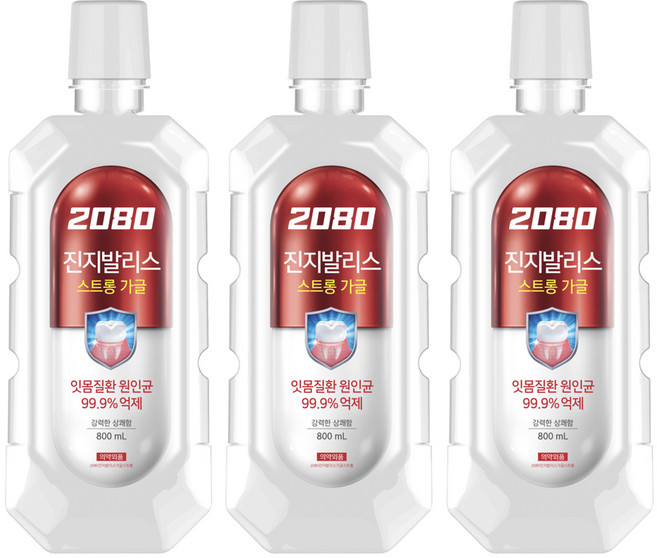 2080 진지발리스 스트롱 가글, 800ml, 3개