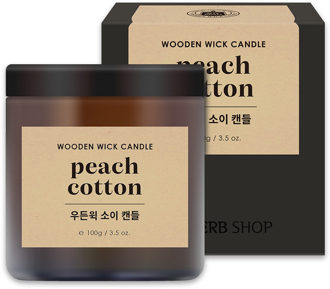 THE HERB SHOP 木芯大豆香氛蠟燭, Peach Cotton, 100g, 1罐