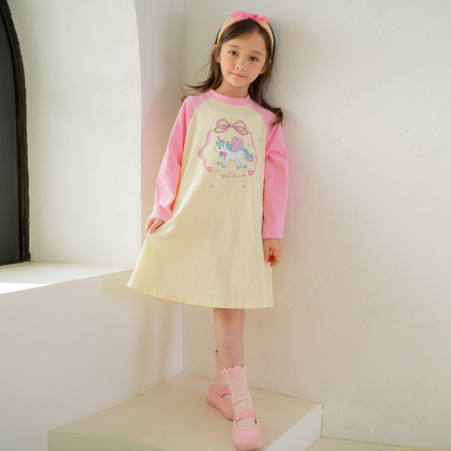 라라아망 여아용 리본 유니콘 원피스