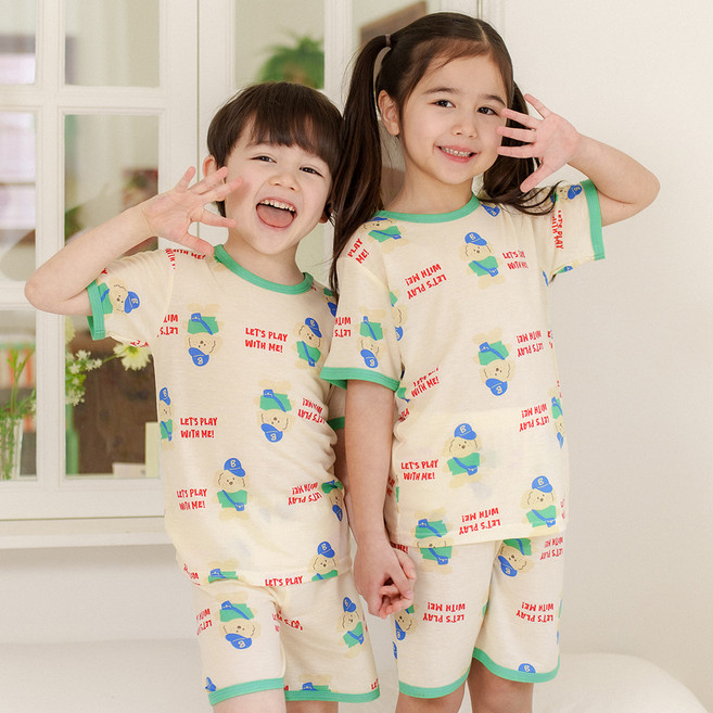 보누맘 5부 인견 싱글 실내복 상하의 세트