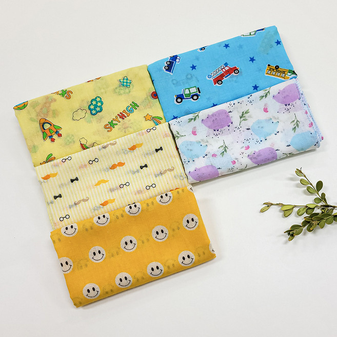 瑪麗安娜 汽車卡通紗布手帕圍巾5件組