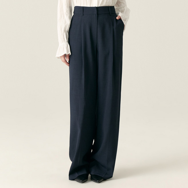 로엠 여성용 린넨라이크 원턱 와이드 슬랙스