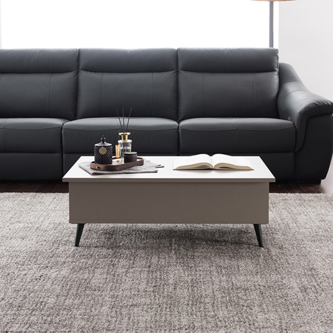 리바트 후아 리프트업 테이블 방문설치, 크림그레이(테이블) + 블랙(다릿발)