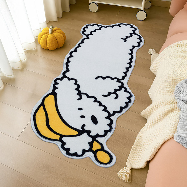 레토 비숑 캐릭터 발매트 LFM-C06, 옐로우 모자