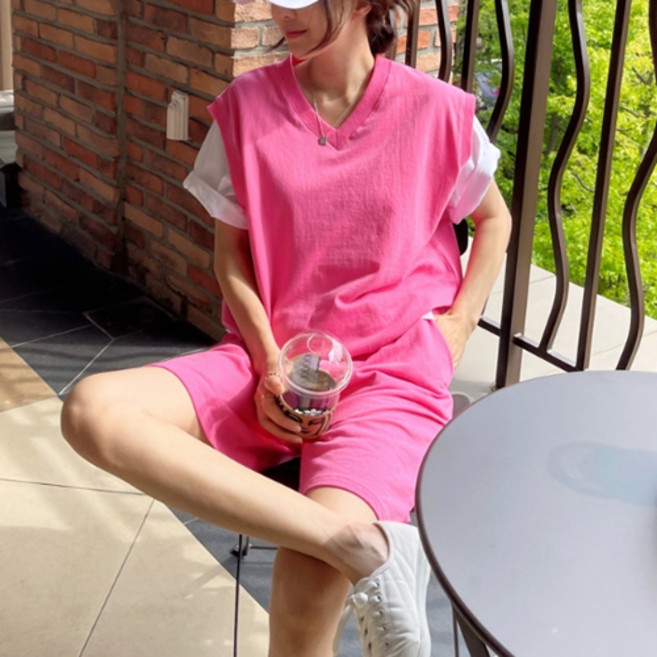 난닝구 워신드 브이조끼 + 반바지 세트