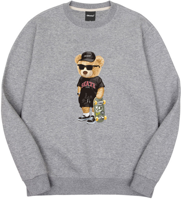 옥스타 남녀공용 스트릿 곰돌이 특양면 맨투맨 1SSP026